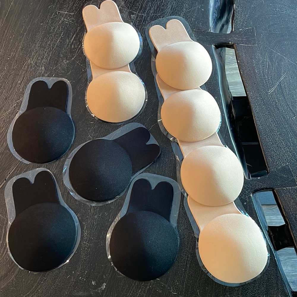 Never worn or opened bunny self stick pull up push up bra 6 beige 4 black set